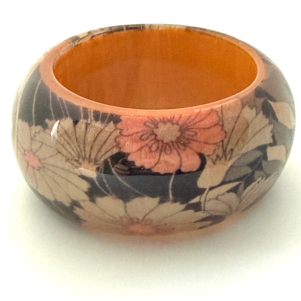 Floral Multi-Colored Chunky Statement Bangle Bracelet